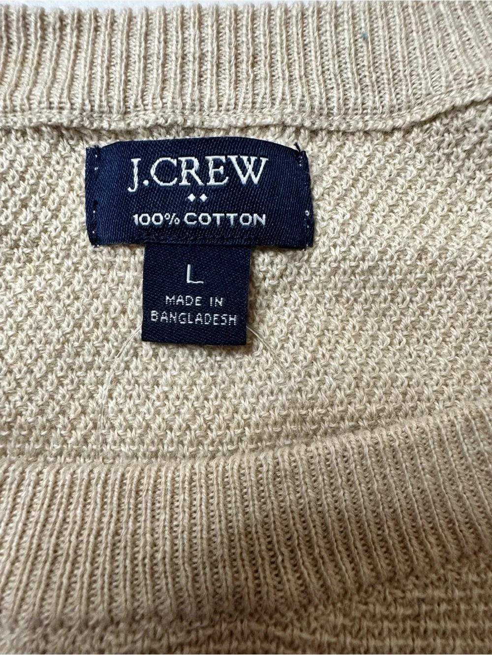 NWT J. Crew Lightweight Cream Tan Crew Neck Sweater - Size Large